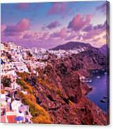 Santorini, Greece Beautiful city of Oia on a hill of white houses with blue  roof against dramatic pink sky, located in Greek Cyclades islands in Mediterranean  sea Photograph by Arpan Bhatia 