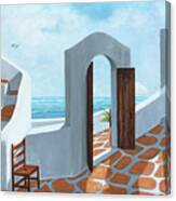 Santorini View - Original Oil Painting And Prints Canvas Print