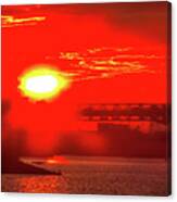 Saturated Sunset With A Hint Of Bridge Canvas Print