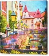 Scenes Of Old Annecy France Painterly Canvas Print