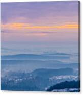Scenic View Of Mountains During Sunset Canvas Print