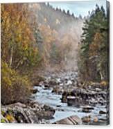 Fog Beauty Over River Scottish Golden Autumn Canvas Print