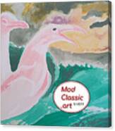 Sea Gulls With Waves Modclassic Art Canvas Print