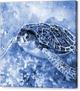 Sea Turtle 3 In Blue Canvas Print
