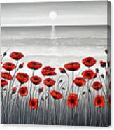Sea With Red Poppies Canvas Print