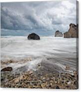 Seascape With Windy Waves During Storm Weather At The A Rocky Co Canvas Print