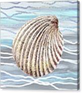 Seashell On Teal Blue Beach House Nautical Painting Decor Ii Canvas Print