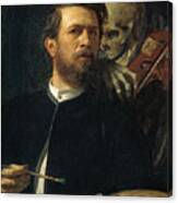 Self Portrait With Death Playing The Fiddle 1872 Canvas Print
