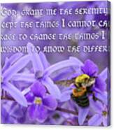 Serenity Prayer With Bumblebee Canvas Print