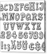Serif Alphabet Letter Set Drawing Canvas Print