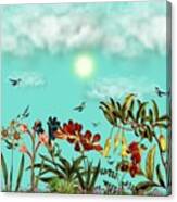 Seven Hummingbirds In The Garden Canvas Print