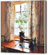 Sewing By The Window Canvas Print