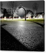 Shadowball -  Basketball Hoop In Stoughton Wi Casts Interesting Shadow On Asphalt Canvas Print