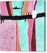 Shark Infested Waters Abstract In Pink Aqua Blue Red Mango Canvas Print