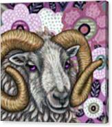 Shetland Ram Floral Canvas Print