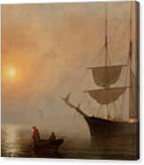 Ship In Fog By Fitz Henry Lane Canvas Print