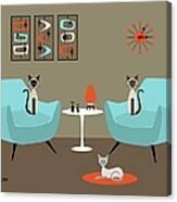 Siamese Cats In Orange And Blue Canvas Print