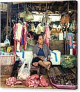 Siem Reap Street Market Meat Stall Cambodia Canvas Print
