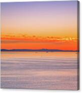Silhouette Of Catalina Island Warm Glowing Sunset Canvas Print
