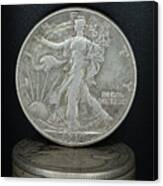 Silver Coins 1945 Walking Liberty Half Dollar Canvas Print