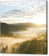 Skelwith Bridge And Loughrigg Aerial. Sunrise Lake District England Canvas Print