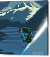 Ski Big White Retro Travel Poster Canvas Print