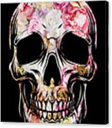 Skull Flowers Floral T-shirt Canvas Print