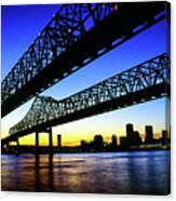Walking To New Orleans - Crescent City Connection Bridge, New Orleans, La Canvas Print