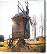 Small Wooden Mill With Beautiful Sun Star Canvas Print