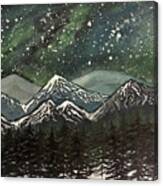 Snowy Mountains With Aurora Canvas Print