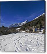 Snowy Panorama In The Mountains Canvas Print