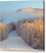 Snowy Ski Slope Sunset Canvas Print