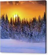 Snowy Sunset In The Hills Canvas Print