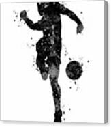 Soccer Boy Player Black And White Canvas Print
