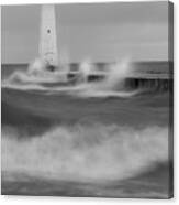 Sodus Bay Lighthouse During A Storm. Canvas Print