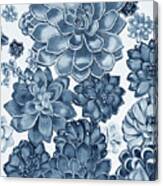 Soft Indigo Blue Succulent Plants Garden Watercolor Interior Art Ii Canvas Print