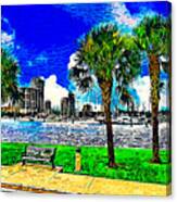 South Yacht Basin And Downtown St. Petersburg, Florida - Impressionist Painting Canvas Print