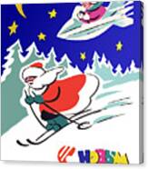 Soviet Santa On Ski Race Canvas Print