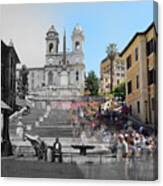 Spanish Step, Old And New Canvas Print