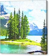 Spirit Island Jasper National Park Canada Paint Effect One Canvas Print