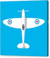 Spitfire Wwii Fighter Aircraft - Cyan Canvas Print