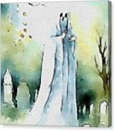 Spooky Ghost Haunting Cemetery Canvas Print