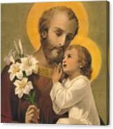 St Joseph And Jesus Lilies Canvas Print