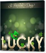 St Patrick's Day Vector Art With Lights And Word Lucky Canvas Print