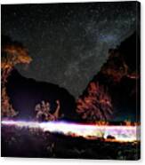 Starry Sky And North Kaibab Trail - Grand Canyon Canvas Print