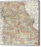 State Of Missouri Antique Map 1892 Canvas Print
