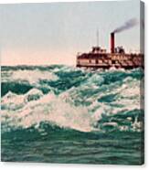 Steamboat Lachine Rapids Near Montreal - Circa 1901 Photochrom Canvas Print