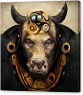 Steampunk Animal 08 Bull Portrait Canvas Print