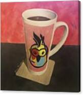 Cuppa In Pink Or Still Life With Cockatiel Canvas Print