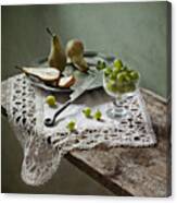 Still Life With Pears And Gooseberries Canvas Print